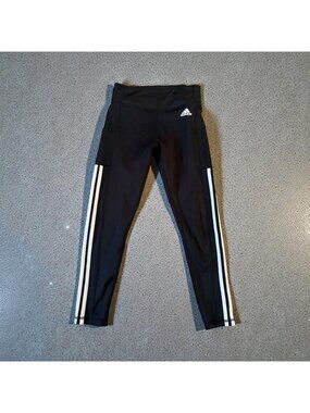 ADIDAS Women's Black Three Stripe Leggings Tights Size Medium